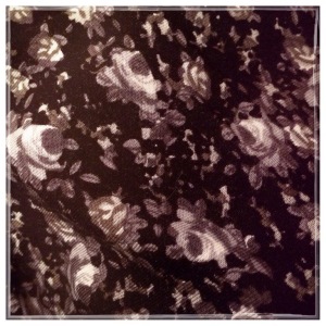 Black, grey and white floral patterned fabric
